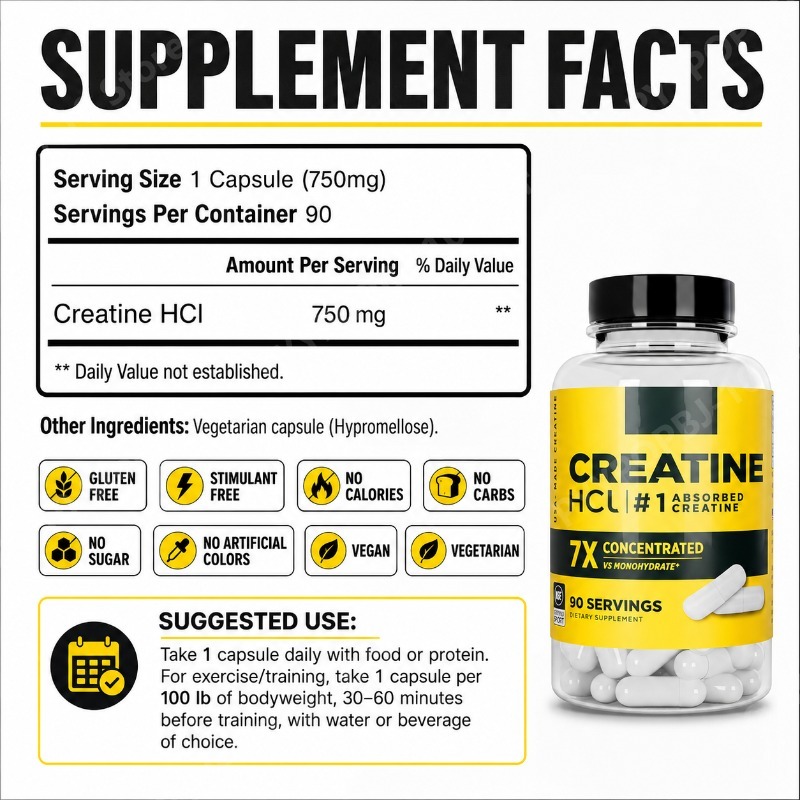 Creatine HCl 750mg 90 Capsules - đánh giá và giá Fitness With Nutrition