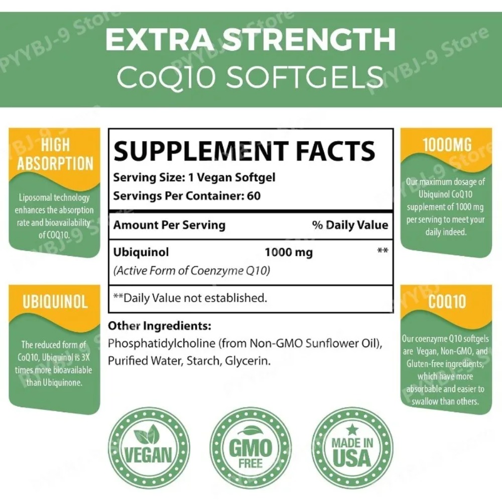 CoQ10 Ubiquinol 1000mg Vegan S - đánh giá và giá Coq10 Ubiquinol Softgel